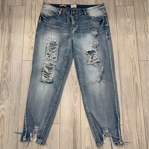 Elite Mid Rise Distressed Denim Jeans